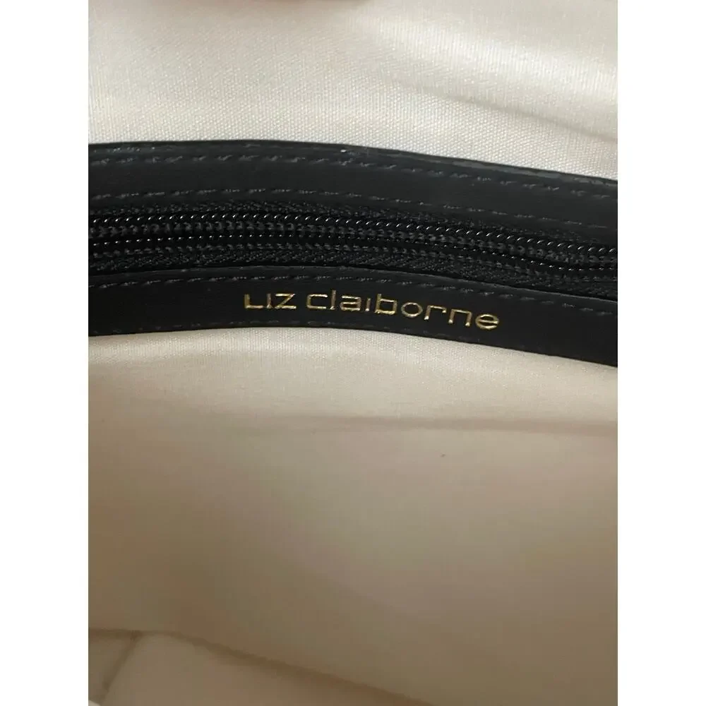 Liz Claiborne Quilted Bag Cream Black Tassel Gold Accent